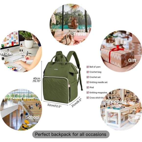 Knitting Bag Backpack,Yarn Storage Organizer Large Crochet Bag Tote - Picture 5 of 7